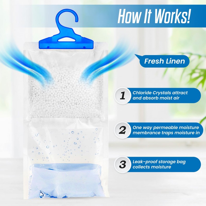 x5 Disposable Wardrobe Dehumidifier Hanging Bags - Specially Designed to