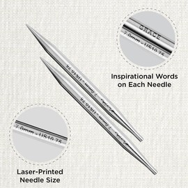 KnitPro K36161 - Puntas para aguja, acero inoxidable, plata, 13 cm, 7 mm, 2 cuentas