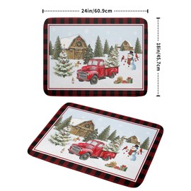 Giwawa Christmas Truck Dish Drying Mat 18x24 inch Large Winter Snowman Xmas Trees Snow Farm Dish Drainer Mats Red Black Buffalo Plaids Absorbent Dish Drying Pad for Kitchen Countertop Decor