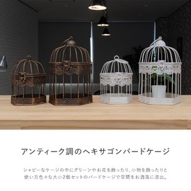 Birdcage, Birdcage, Birdcage, Object, Interior Figurine, Figurine, Mu-ra Trivet Object Series (Shabby White, S&M Hexagon Set of 2)