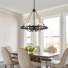 6-Light Wagon Wheel Chandelier Black Farmhouse Chandeliers for Dining Room