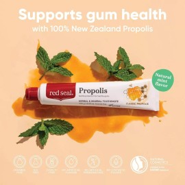 Red Seal Propolis Herbal Toothpaste - Fluoride Free, Organic, Vegan 3.53 oz.