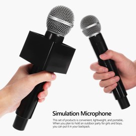 TOYANDONA Fake Microphone Prop, Plastic Toy Microphone Pretend Microphone Toy for Karaoke Costume Role Play, Fun Stage or Costume Prop Birthday Party Favors, Black