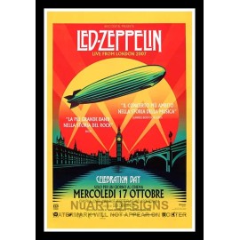 Home Decor Framed Vintage Style Rock 'n' Roll Poster "LED ZEPPELIN - CELEBRATE 2012"; 12x18