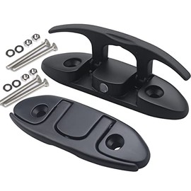 MX 4-1/2" Boat Folding Cleat Stainless Steel,Black Dock Cleat Flip Up Cleat with Fasteners 2pcs