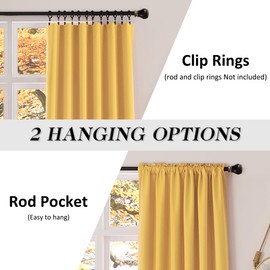 DONREN Gold Yellow Backdrop 5FT x 9FT Curtains for Christmas Background - Energy Saving Thermal Insulated Solid Rod Pocket Blackout Draperies for Patio (1 Pair,W 60 by L 108 Inch Length)