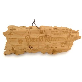 Puerto Rico Shaped 100% Bamboo Cutting Board and Decorative Unique Puerto Rican Shape Display Tray - Show Your Island Boricua Love at Every Event ! (Puerto Rico Decor)