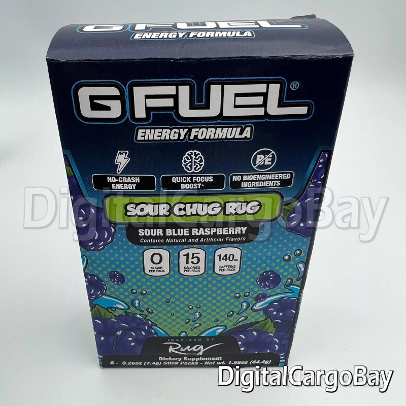 G Fuel Sour Blue Raspberry Chug Rug Energy Formula x6