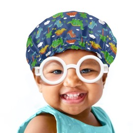 Babrukda Kids Satin Bonnet Sleeping Beanie Blue Green Brown Dinosaur Pattern Headwear Curly Natural Hair Cover Sleep Caps Breathable Hat for Kids Girls Boys Toddler Children Baby