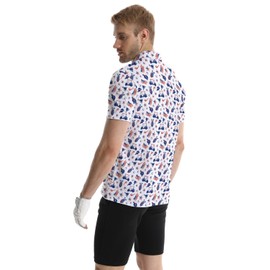 PZTZH American Flag Men's Golf Polo Shirts Short Sleeve Performance Moisture Wicking Patriotic 4th of July Shirts for Men