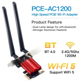 fenvi WiFi 5 PCI-E Wireless Adapter AC1200 Network Card Dual Band 2.4G/5GHz 802.11AC