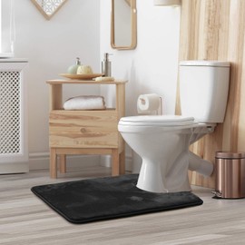 Clara Clark Memory Foam Bath Mat Ultra Soft Non Slip and Absorbent Bathroom Rug, Contour Size - Black