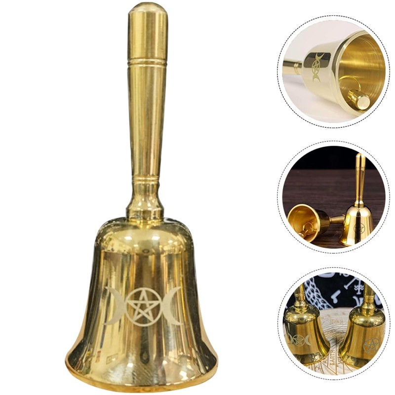 MAGICLULU Mini Brass Altar Bell with Pentagram Pattern Multi Functional