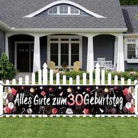 ParPix 30th Birthday Decoration Banner, Decoration 30th Birthday Woman Man Garland, 30th Birthday Women Men Decoration Red, 30th Birthday Decoration Birthday Banner 30 Years, Fabric 30th Birthday