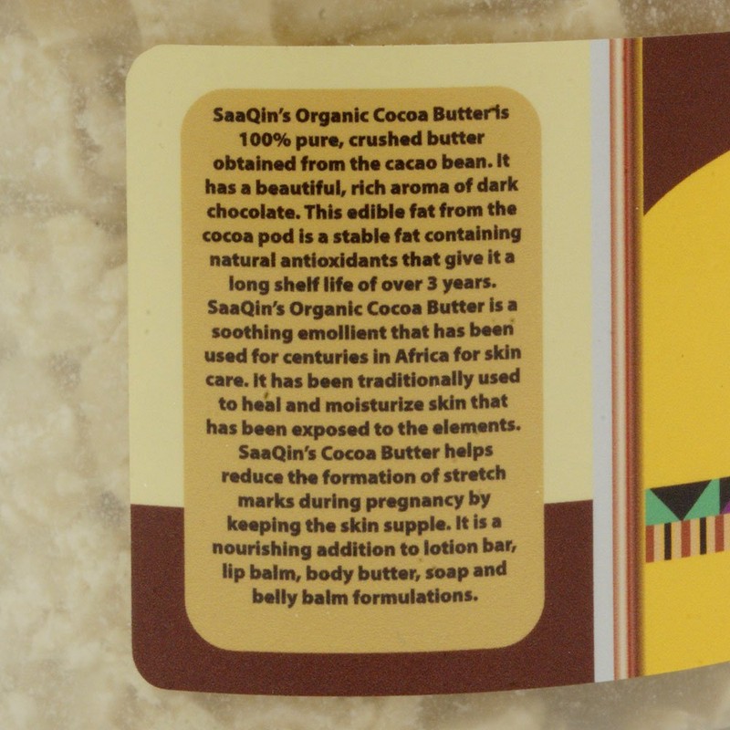 SAAQIN Raw Cocoa (Cacao) Butter 1 lb. - NON GMO
