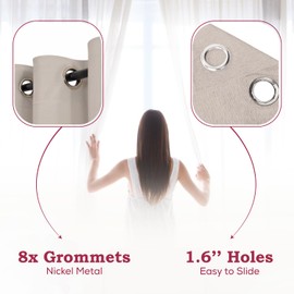 Mayfair Linen 3 Ply Linen Curtains 63 Inch Length 2 Panel Set - Bedroom Living Room Curtains 63 Inches Long, Soft, Thick, Textured Window Drapes Semi Sheer Light Filtering Panels (52 x 63 Taupe)