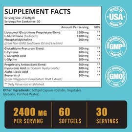 Zeylamum Cápsulas Blandas Glutatión Liposomal 2400 Máxima Absorción Forma Activa Reducido Gsh Ácido Hialurónico Resveratrol Antioxidantes Maestros