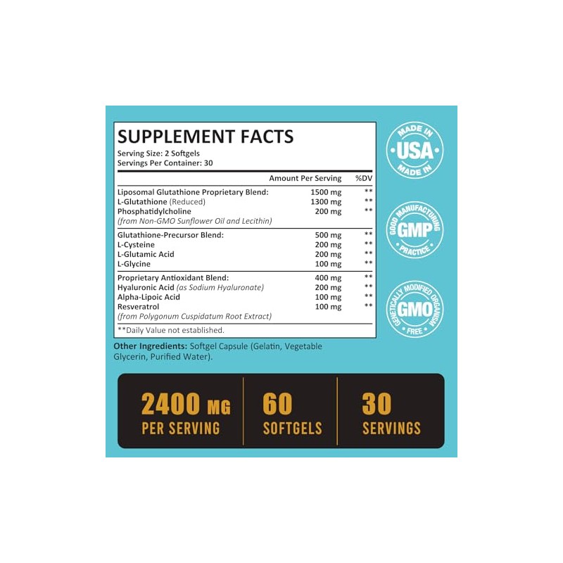 Zeylamum Cápsulas Blandas Glutatión Liposomal 2400 Máxima Absorción Forma Activa