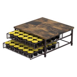 Coffee Pod Holder For Counter, Coffee Pod Drawer for Keurig Pod Storage Drawer Holder, 72 Capacity Pods Storage Organizer for Keurig Pod Storage with Sliding Baskets for Coffee Station, Brown