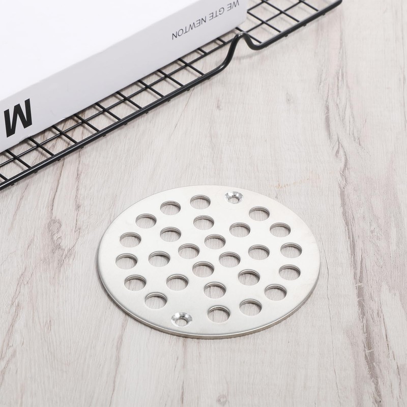 Round 4 Inch Screw-in Floor Drain Cover, Stainless Steel Strainer
