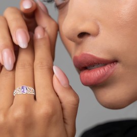 Alexandrite Wedding Ring Women Engagement June Birthstone Solitaire 925 Sterling Silver Celtic Knot Rings