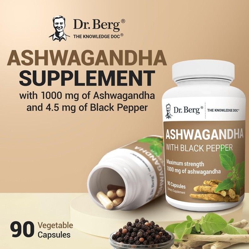 Dr. Berg Ashwagandha Capsules 1000mg - Includes Ashwagandha Root with