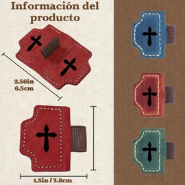 Lumbor37 Marcadores Magnéticos 3P, Marcapáginas de Cuero con Clip y Diseño de Cruz, Regalos para Mujeres, Hombres, Profesores y Amantes de la Lectura