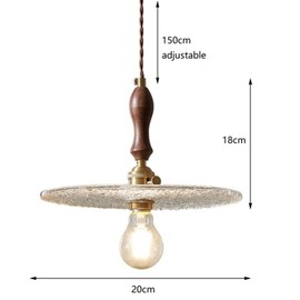 Hobaca Nordic Pendelleuchten E27 Glas Lampenschirm Kreativ Retro Restaurant Bar Küche Insel Walnuss Kronleuchter Einstellbar 20cm Decke Hängelampen