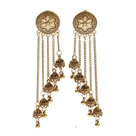Indian Earrings for Women Jhumkas Jhumki Dangle Earrings Ethnic Bell Tassel Earrings Boho Rhinestone Stud Earrings Lightweight Statement Earrings Jewelry Gifts for Girls