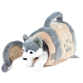 Teddys Rothenburg Cuddly Toy Husky in Dog Kennel 15 cm Grey/Beige/White Plush Dog Plush Toy