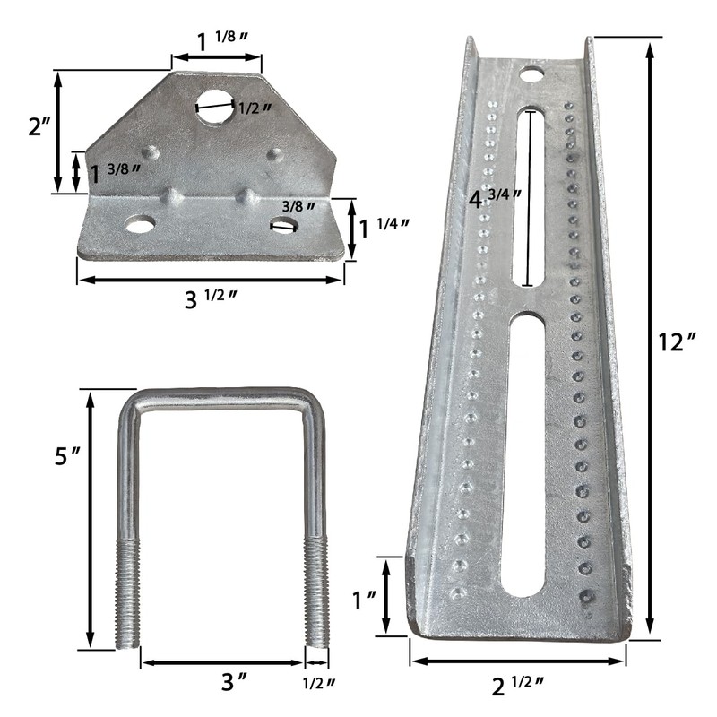 A.A 12" Galvanized Swivel Top Bunk Bracket Kit with Hardware