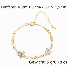 FDEETY Women's Premium Fresh Diamond Flower Cherry Blossom Design Flower Bracelet Suitable for Holidays and Gifts for Girlfriends (White)