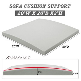 HAVARGO Couch Cushion Support for Sagging Seat 20X20X2 Inches Couch Supports for Sagging Cushions, High Density Foam Sofa Cushion Support Light Grey Set of 2