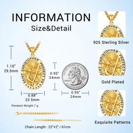 DRINSPER St Christopher Necklace for Men Women Patron Saint Medals Pendant Amulet Necklace Protection Jewelry for Men Women with Gift Box