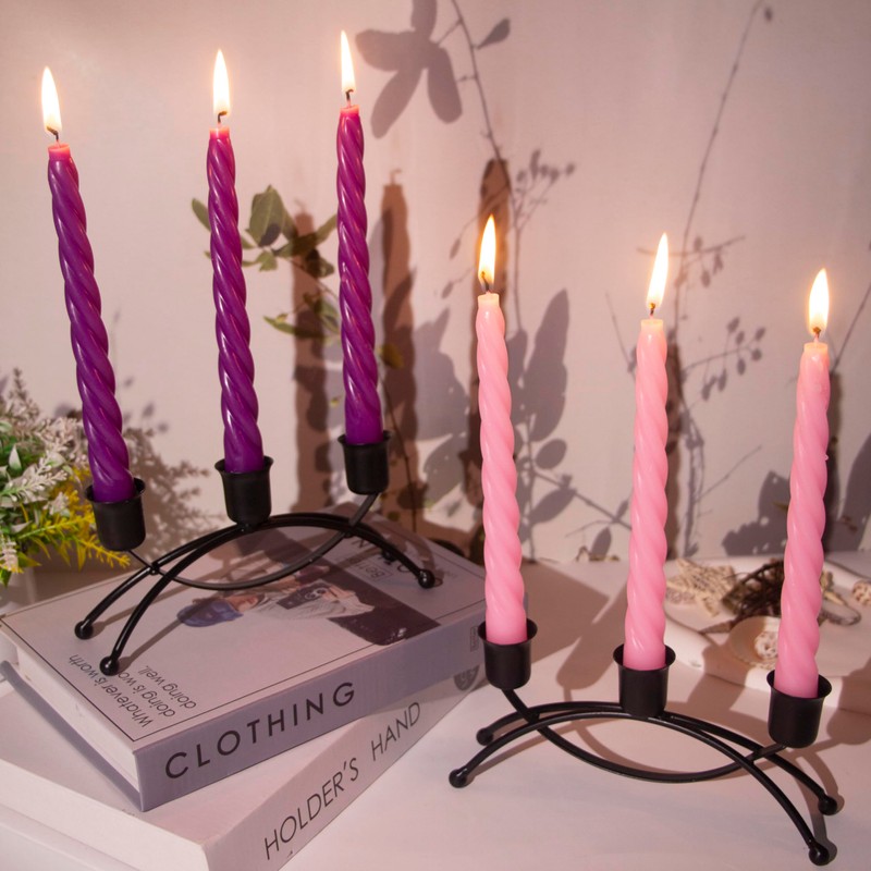 2 Pack Iron Candle Holder with Three Holes, Suitable for