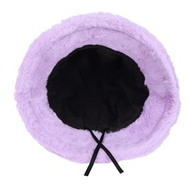 Winter Plush Fuzzy Bucket Hat Fluffy Faux Fur Fisherman Hats for Women (Light Purple)