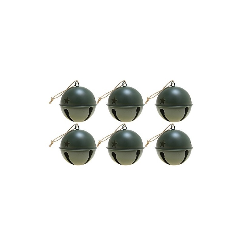 Jingle Bell Ornaments, 3.35-inch Diameter, 6-Pack (Green)