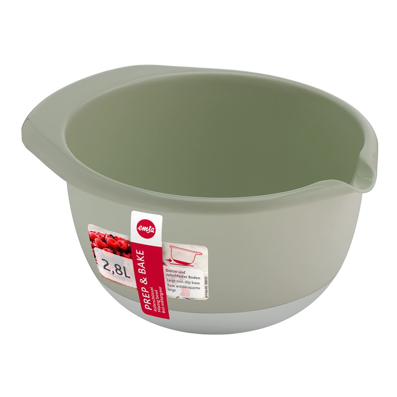 Emsa Prep&Bake Plastic Mixing Bowl, 2.8 Litres, Non-Slip Base, Pouring