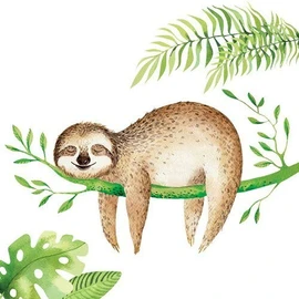 20 Napkins Cute Sloth from the Jungle Animal Motif 33 x 33 cm