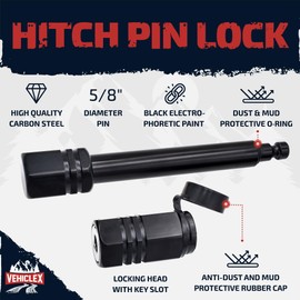 Vehiclex Twin Pack (2 Keyed Alike) Trailer Hitch Pin Locks - 5/8" Pins for 2" Hitch Class III, IV - Designed to Defend Against Dust, Mud, and Thieves