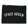 Space Queen Weed Leaf 420 Cosmetic Makeup Bag Black Medium