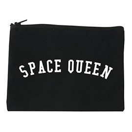 Space Queen Weed Leaf 420 Cosmetic Makeup Bag Black Medium