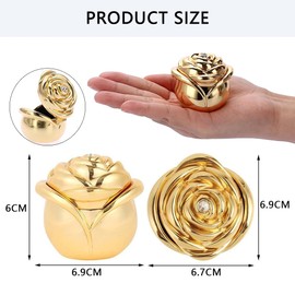 Rose Jewelry Gift Box – Golden Flower Ring & Earring Display Case, Vintage Trinket Box for Women, Girls, Mother's Day, Anniversary, Birthday, Wedding