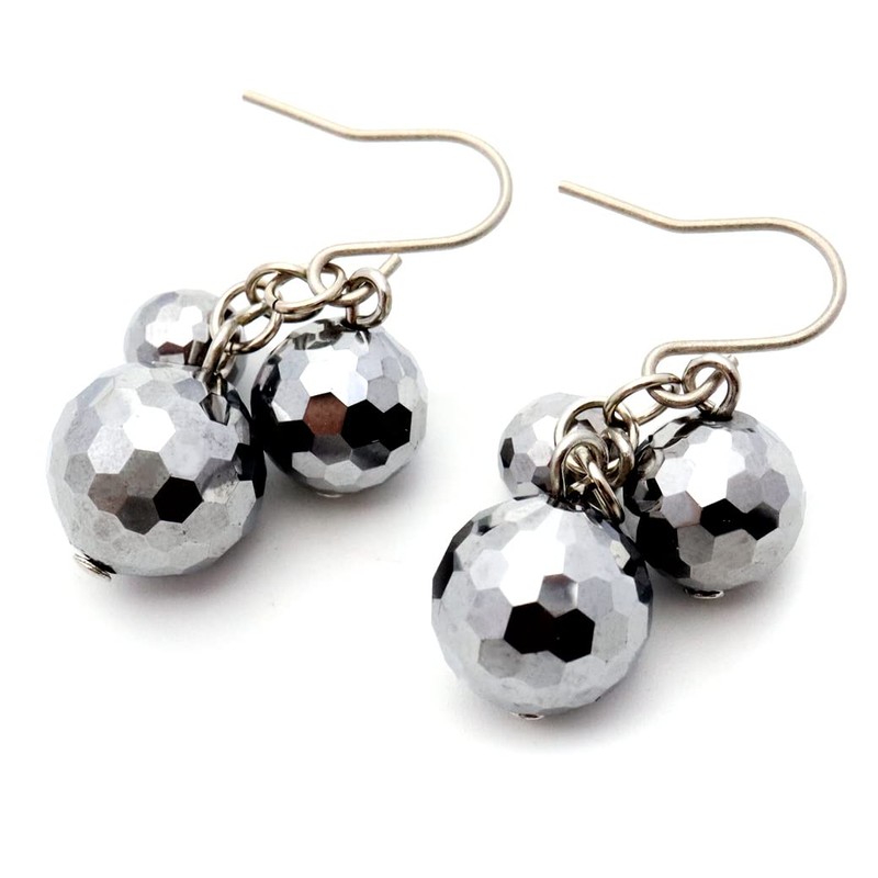 GOLD STONE Terahertz Earrings, For Both Ears, Grape Clusters, Sparkling,