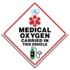 Medical Oxygen Vehicle Warning Sign, 14 cm x 14 cm,