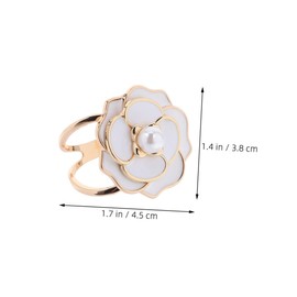 COHEALI 2PCS Elegant Pearl Flower Scarf Ring Clip Shawl Buckle Holder for Women Unique Design Camellia Floral Decoration Accessory for Coats and Scarves