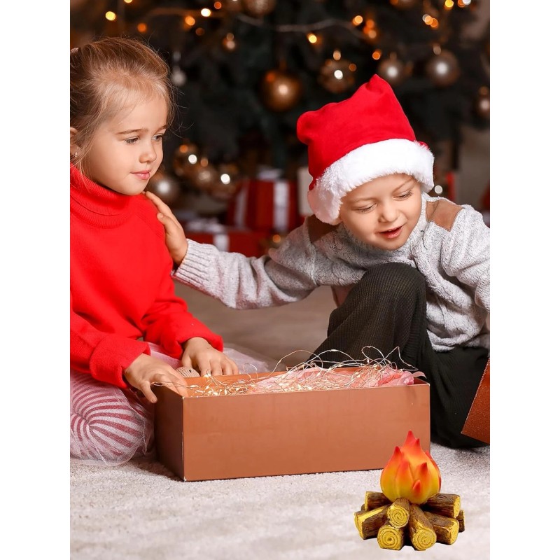 Fake Campfire Night Light, 3D LED Fire Pit Firewood Lamp,