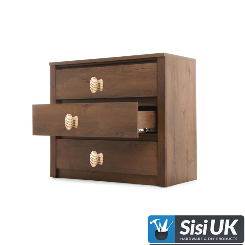 SISI UK Wooden Door Knobs 40mm Natural Wood Drawer Handle