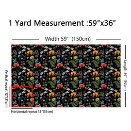 The Yard - Tela de tapicería de libélula, acuarela, amapolla, zacate, zacate, rústico, tela de decoración de animales de catarina, mariposa, azul, para tapicería y detalles del hogar, 1 yarda