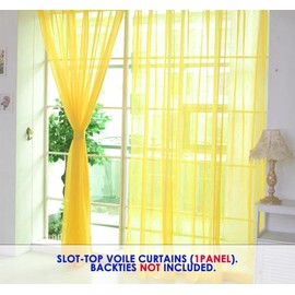 Roseley Slot Top Voile Curtain 1 Panel Mesh See Through Living Room Patio Door Drape Nursery Sheer Organza Net Curtain (Yellow, W:58'' x D:72'')